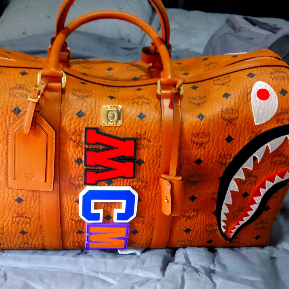 MCM/BAPE SHARK STARK WEEKEND DUFFEL BAG